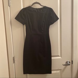 J Crew Black Gathered-sleeve dress